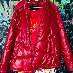 Red True Religion Puffer Jacket